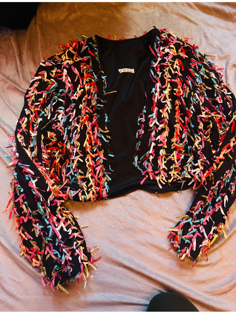 Rainbow Fringe Cropped Blazer